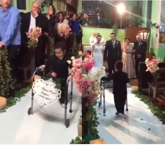 Em casamento, garoto emociona fisioterapeuta que o ajudou a andar