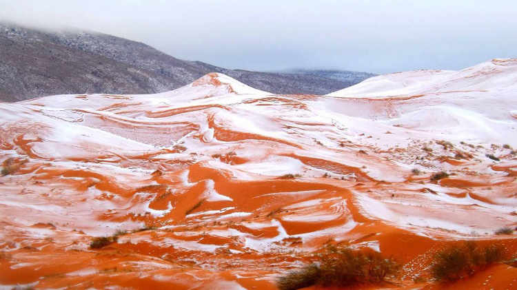 Neva no deserto do Saara após 37 anos