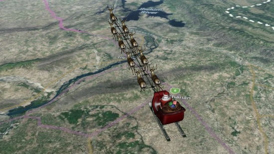 Viagem do trenó de Papai Noel é mostrada em tempo real