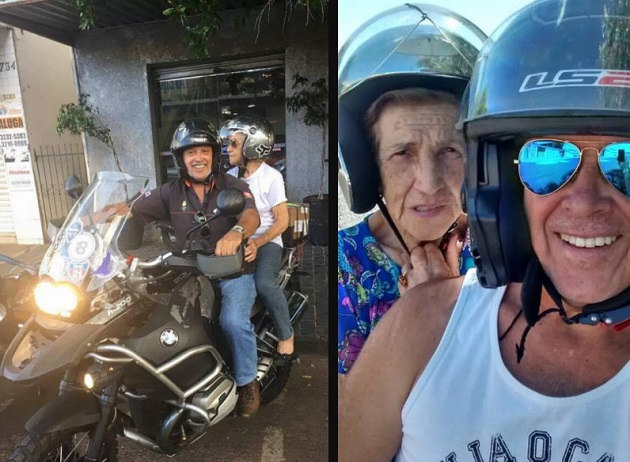 Homem leva mãe com Alzheimer em viagens e trilhas de moto