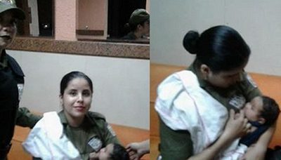 Após abordagem, policial amamenta bebê que não parava de chorar