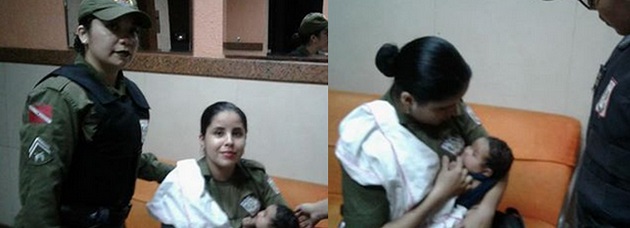 Após abordagem, policial amamenta bebê que não parava de chorar