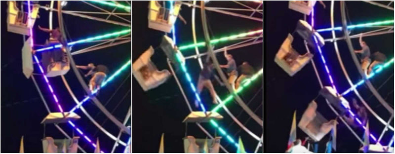Homem cai de roda gigante em parque de diversões