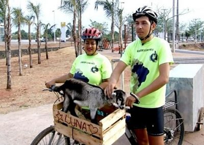 Casal viaja pelo Brasil de bicicleta com cabrita de estimação