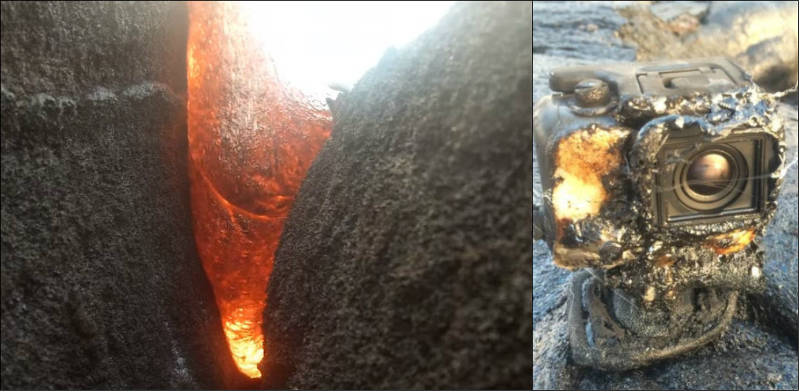 Câmera resiste ao ser engolida por lava e produz imagens ao derreter