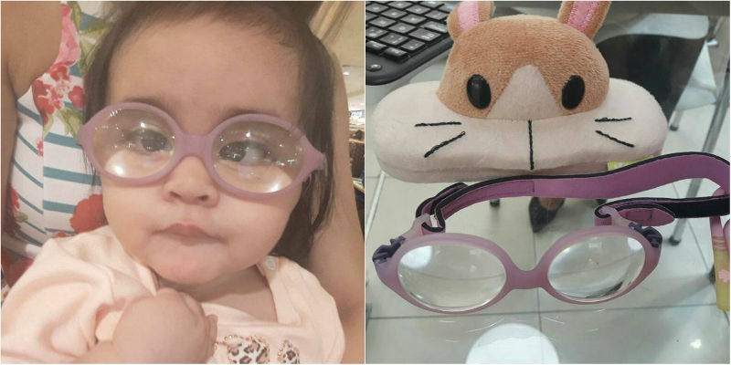 Óculos de bebê com doença rara é furtado e família faz apelo