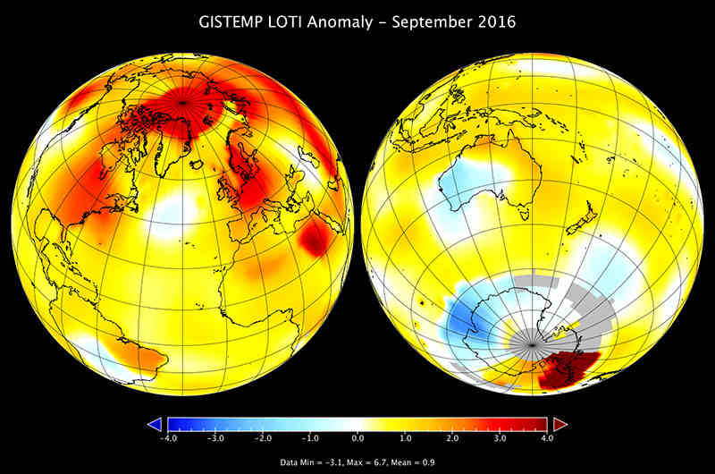 Setembro foi o mês mais quente em 136 anos, diz NASA