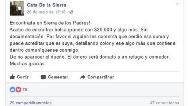 Mulher encontra bolsa com R$ 17 mil e localiza dona pelo Facebook